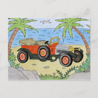 Auto am Strand Postkarte