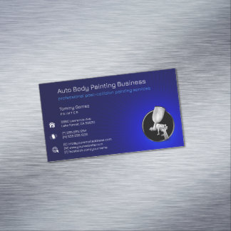 Auto Body Painting | Berufliches Blau Magnetische Visitenkarte