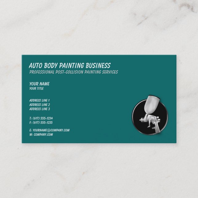 Auto Body Painting | Coole Aquarellfarbe Visitenkarte (Vorderseite)