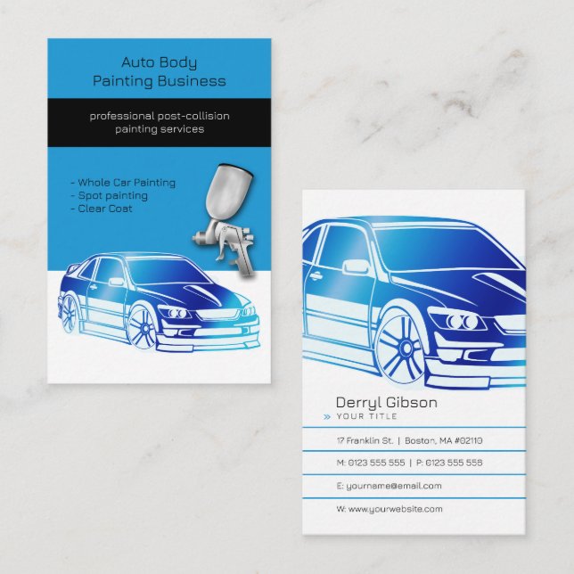 Auto Body Painting | Modern Visitenkarte (Vorne/Hinten)