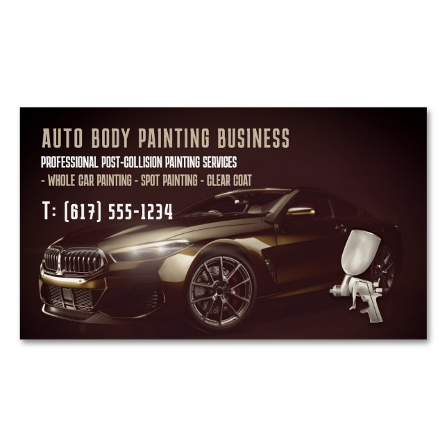 Auto Body Painting | Modernes Beruflich Magnetische Visitenkarte (Vorderseite)