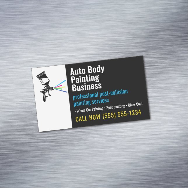 Auto Body Painting | Modernes Beruflich Magnetische Visitenkarte (Beispiel)