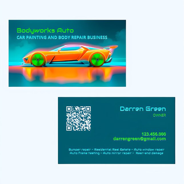 Auto Body Repair QR Visitenkarte (Car Painting Cards)