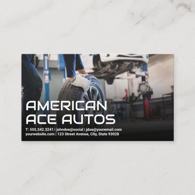 Auto Body Shop | Mechanikrollentreifen Visitenkarte (Vorderseite)