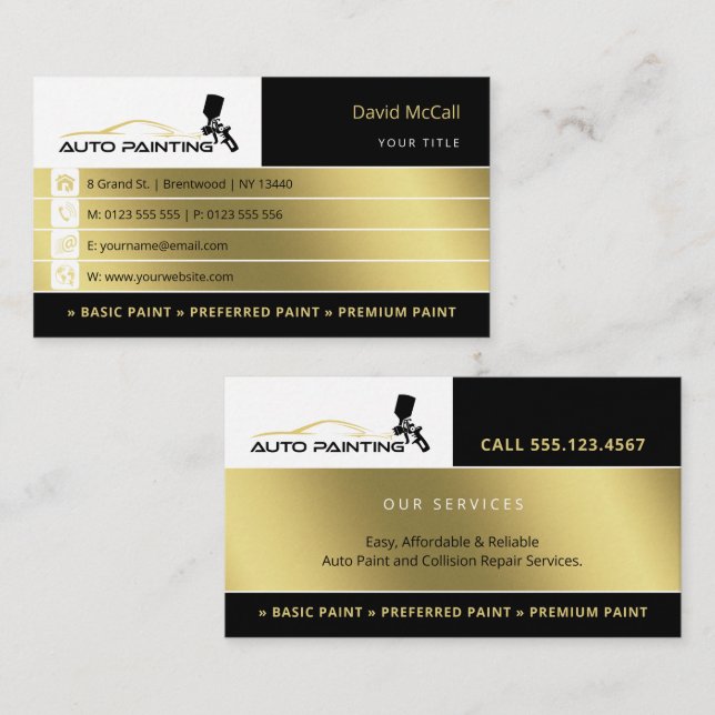 Auto Body Shop & Painting | Paint Sprayer Visitenkarte (Vorne/Hinten)