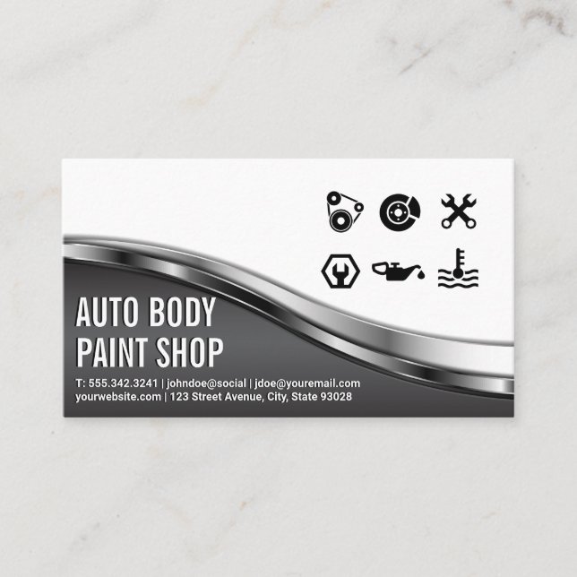 Auto Body Shop | Symbole für den Kfz-Dienst Visitenkarte (Vorderseite)
