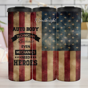 Auto Body Technician American Flag Thermosbecher