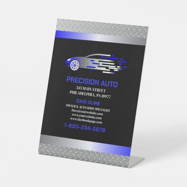 Auto Body Work Custom Car Paint Detection Collison Sockelschild (Vorderseite)