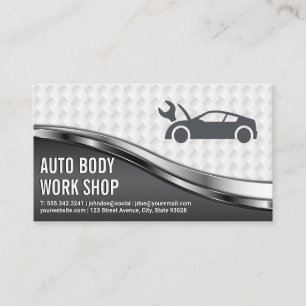 Auto Body Work Shop Car-Logo mit Wrench Visitenkarte