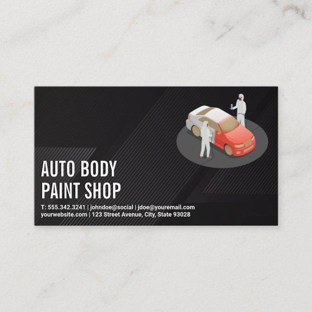 Auto Body Workers Painting Car Visitenkarte (Vorderseite)