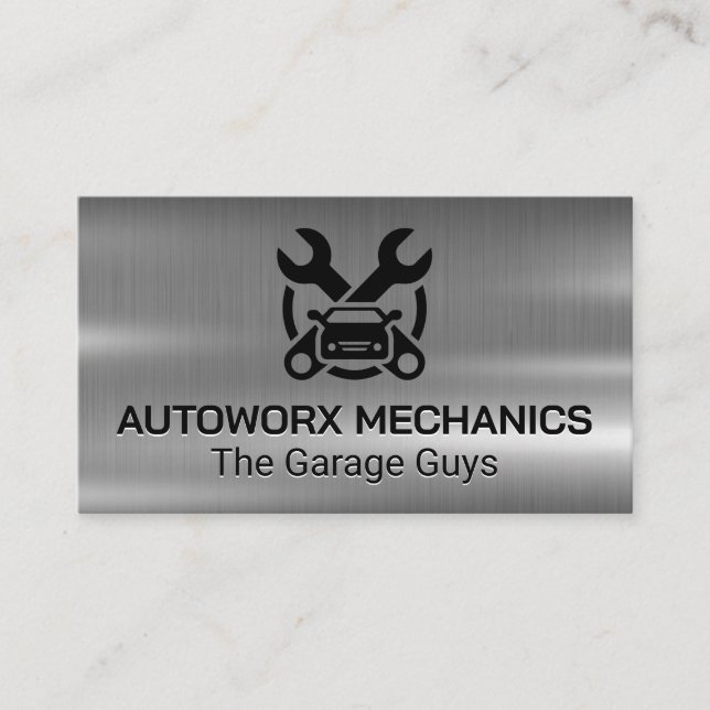 Auto Car Repair Services Icons | Metallic Visitenkarte (Vorderseite)