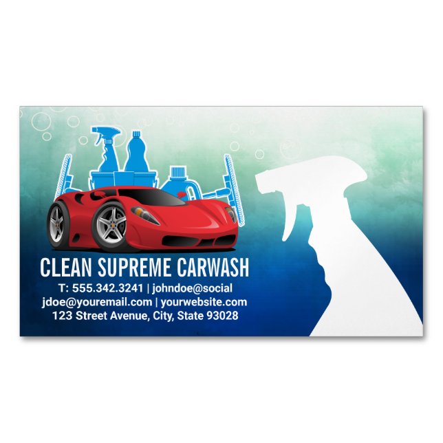 Auto Car Wash | Reinigungsmittel Magnetische Visitenkarte (Vorderseite)