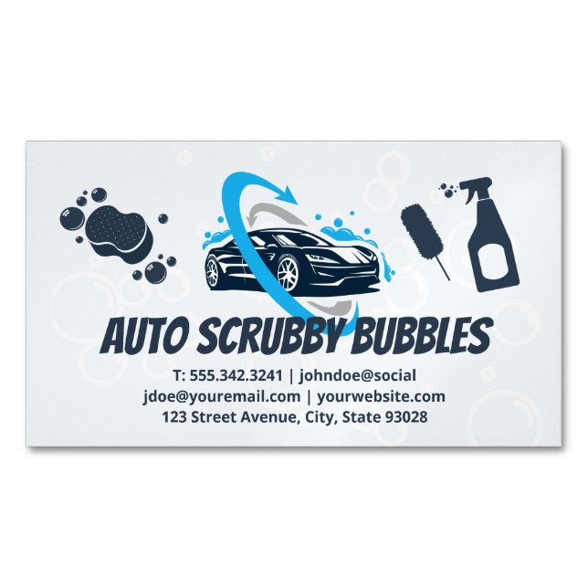 Auto Car Wash | Reinigungsmittel Magnetische Visitenkarte (Vorderseite)