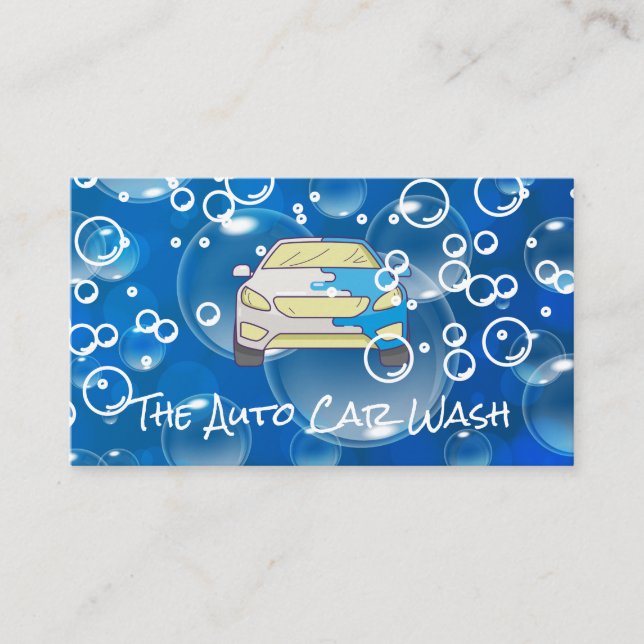 Auto Car Wash | Seifenblasen Hintergrund Visitenkarte (Vorderseite)