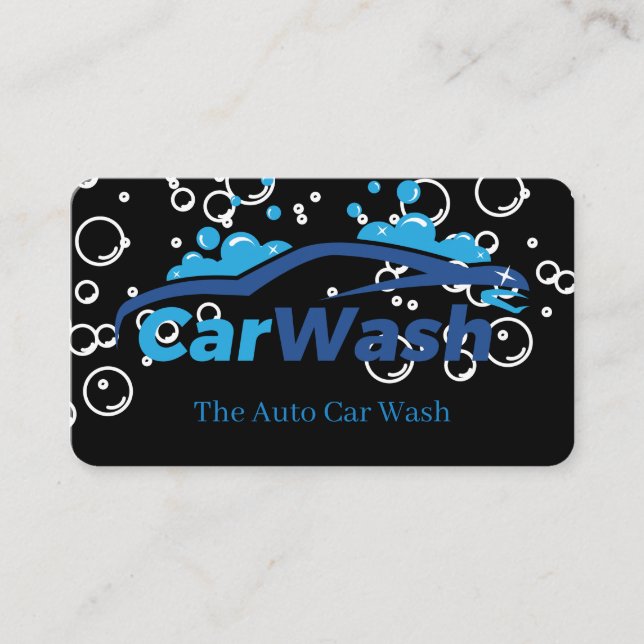 Auto Car Wash | Soap Bubbles | Car Cleaning Visitenkarte (Vorderseite)