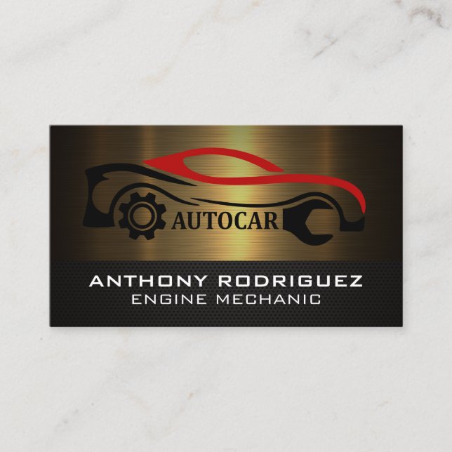 Auto Car Wrench Logo | Mechanische Reparatur Visitenkarte (Vorderseite)