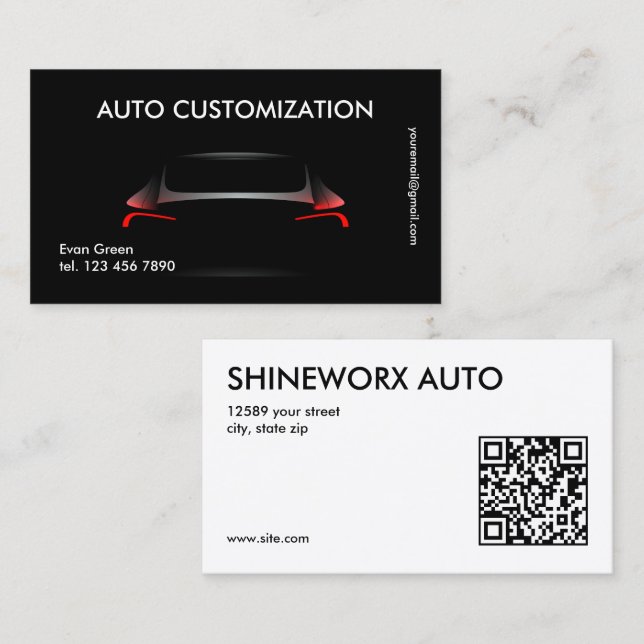 Auto Customizing Car Custom QR Visitenkarte (Vorne/Hinten)