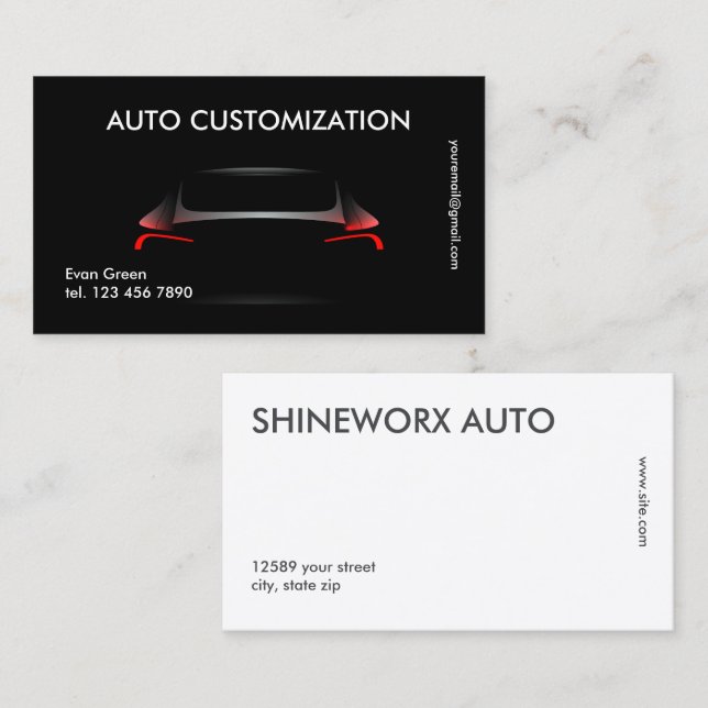 Auto Customizing Car Visitenkarte (Vorne/Hinten)