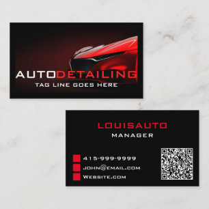 Auto, das den modernen Red Car Clearing-Code qr en Visitenkarte