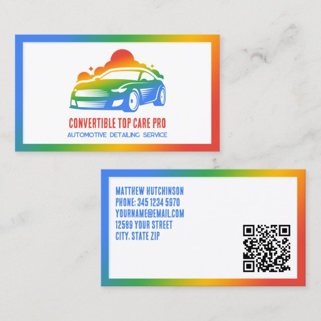 Auto Detail Farbliche QR Visitenkarte (Vorne/Hinten)