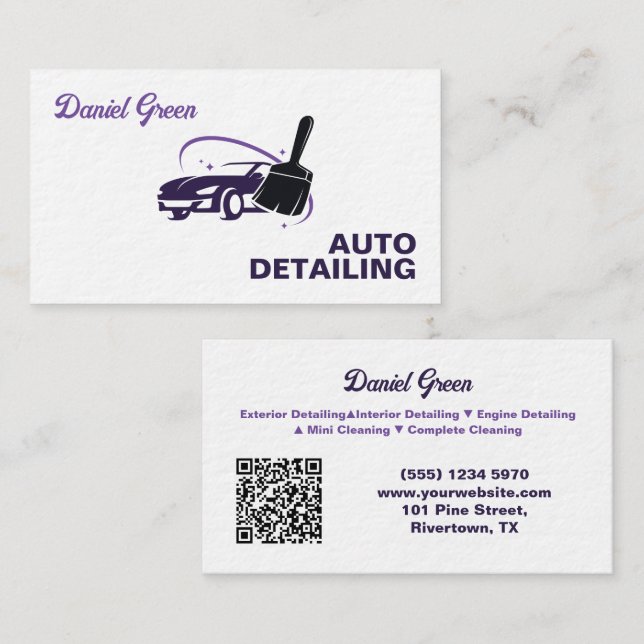 Auto Detailer Custom QR Premium Visitenkarte (Vorne/Hinten)