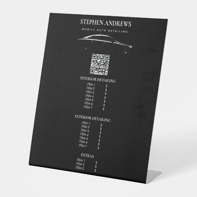 Auto Detailinformationen Auto Reparatur QR-Code Sockelschild (Vorderseite)