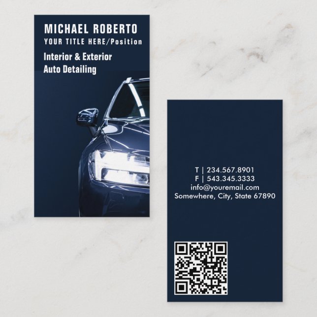 Auto Detailinformationen Auto Reparatur QR-Code Visitenkarte (Vorne/Hinten)