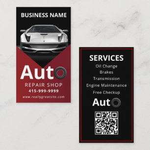 Auto-Detailing Automobil-Reparatur Rot & Schwarz Visitenkarte