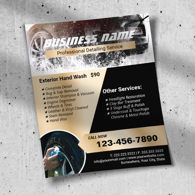Auto Detailing Car Wash Berufliche Reinigung Gold Flyer (Von Creator hochgeladen)