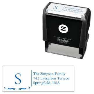 Auto-encreur Tampon d'adresse de famille à monogramme