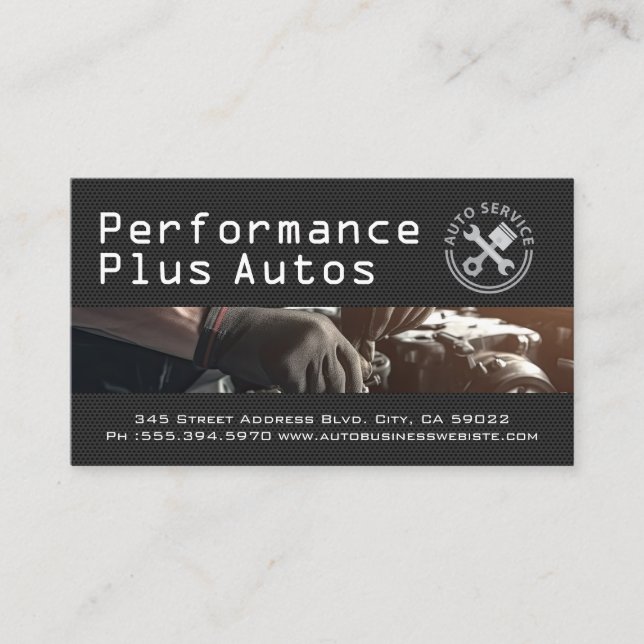 Auto Fix | Performance Autos | Mechanic  Visitenkarte (Vorderseite)