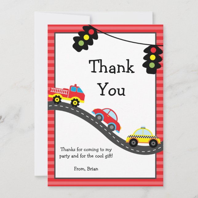 Auto-Geburtstags-Party danken Ihnen Dankeskarte (Vorderseite)