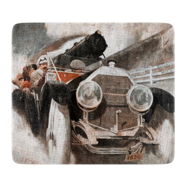 Auto gegen Zug von William Harnden Foster Schneidebrett (Vorderseite)