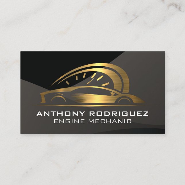 Auto Gold Metallic-Logo | Sportwagen Visitenkarte (Vorderseite)