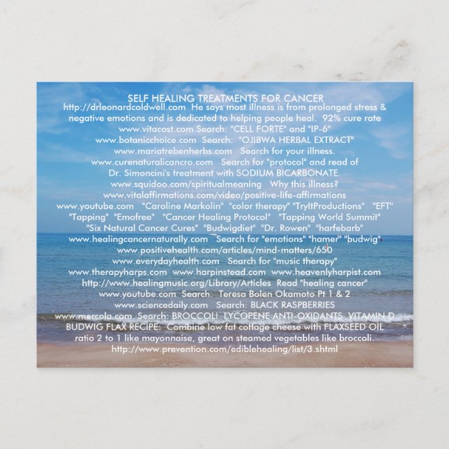AUTO-GUÉRISON DU CANCER ET DE LA CARTE POSTALE MAL (Devant)