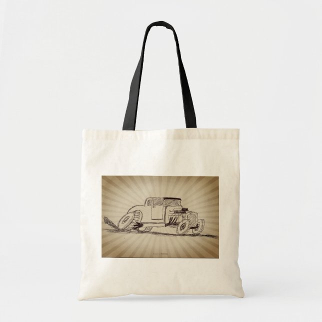Auto-Hand gezeichnet auf Budget-Taschen-Tasche Tragetasche (Vorne)
