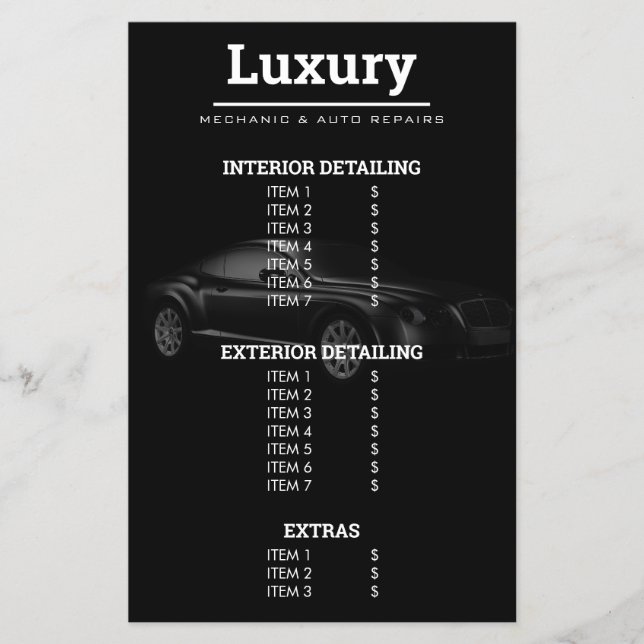 Auto im Detail Auto-Reinigung Reparatur Wash-Preis Flyer (Vorne)