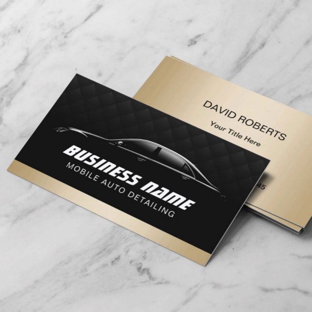 Auto im Detail Automotive Modernes Black & Gold Ca Visitenkarte (Von Creator hochgeladen)