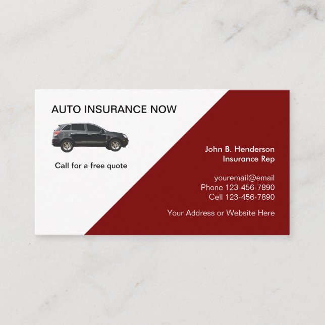 Auto Insurance Modern Business Card Design Visitenkarte (Vorderseite)