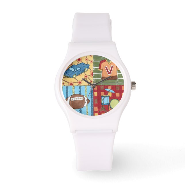 Auto, Jersey, Fußball und Trommelkit Armbanduhr (Vorderseite)