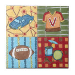 Auto, Jersey, Fußball und Trommelkit Fliese<br><div class="desc">Was haben ein Auto,  Fußball,  Jersey und ein Drum Kit alle gemeinsam? Sie erscheinen alle in diesem großartigen Druck von Megan Meagher. Das wäre ein phantastisches Geschenk für ein Kind oder einen Erwachsenen,  der noch ein Kind im Herzen ist. Bestellen Sie noch heute ein Exemplar!</div>