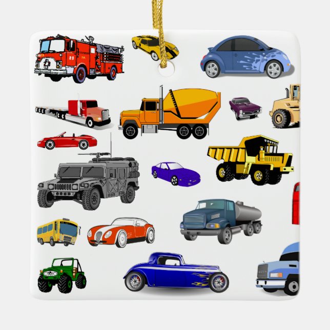 Auto-LKW Firetruckplanierraupen-Bus-Rennwagen mehr Keramikornament (Vorderseite)