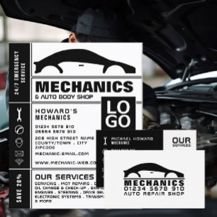Auto-Logo, Automechaniker- und Reparaturwerbung Flyer