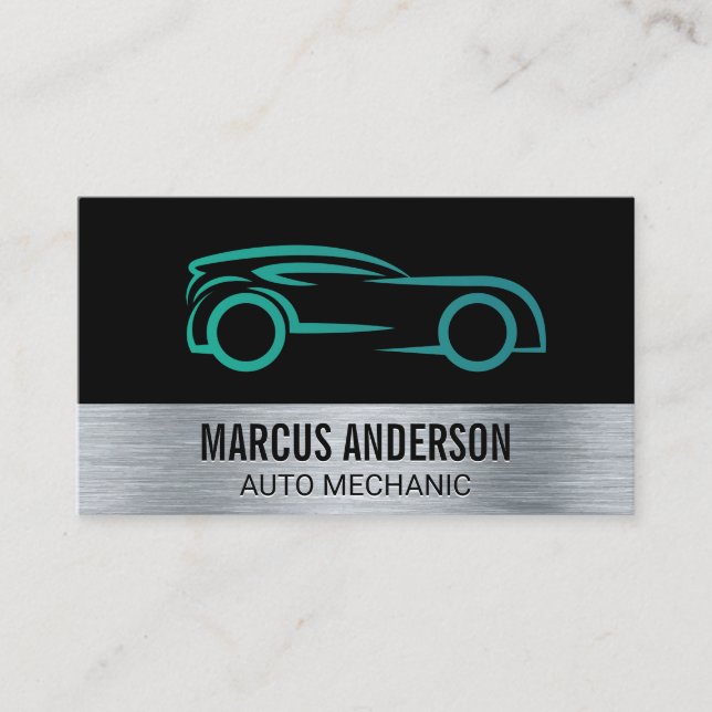 Auto-Logo | Hintergrund für metallisch gebürstetes Visitenkarte (Vorderseite)