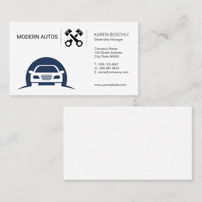 Auto-Logo | Instandhaltung von Auto | Kolbenwagen Visitenkarte (Vorne/Hinten)