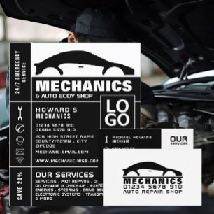 Auto-Logo, Kfz-Mechaniker- und Reparaturwerbung Flyer