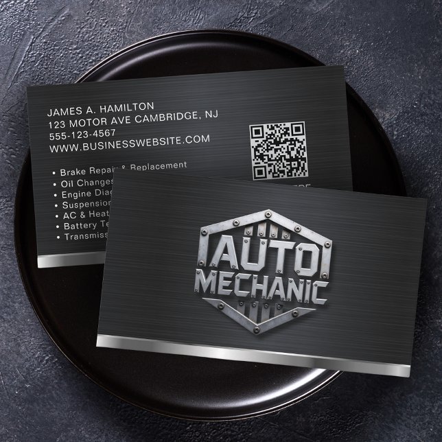 Auto Mechanic Automotive Repair Service QR Code Visitenkarte (Von Creator hochgeladen)