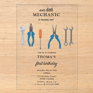 Auto Mechanic Automotive Tools Junge ersten Geburt Acryleinladungen
