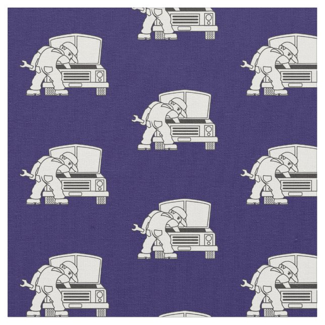 Auto Mechanic Blue White Stoff (Nahaufnahme)