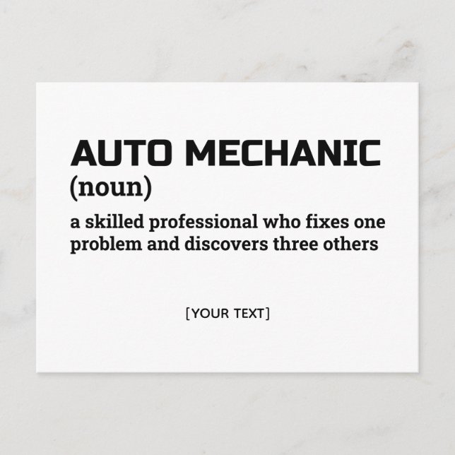 Auto Mechanic - Carte postale de définition amusan (Devant)